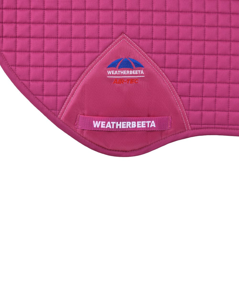 Bright Magenta Coloured WeatherBeeta Prime Air-Tec Jump Shaped Saddle Pad on white background 