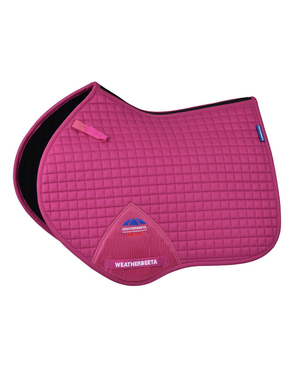 Bright Magenta Coloured WeatherBeeta Prime Air-Tec Jump Shaped Saddle Pad on white background 