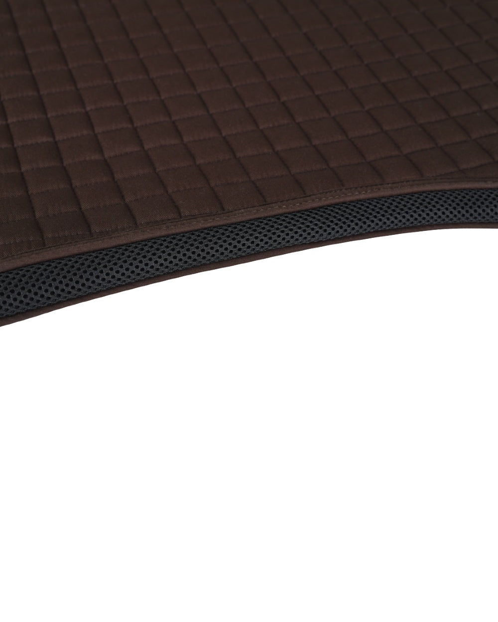 Chocolate Coloured WeatherBeeta Prime Air-Tec Jump Shaped Saddle Pad on white background 