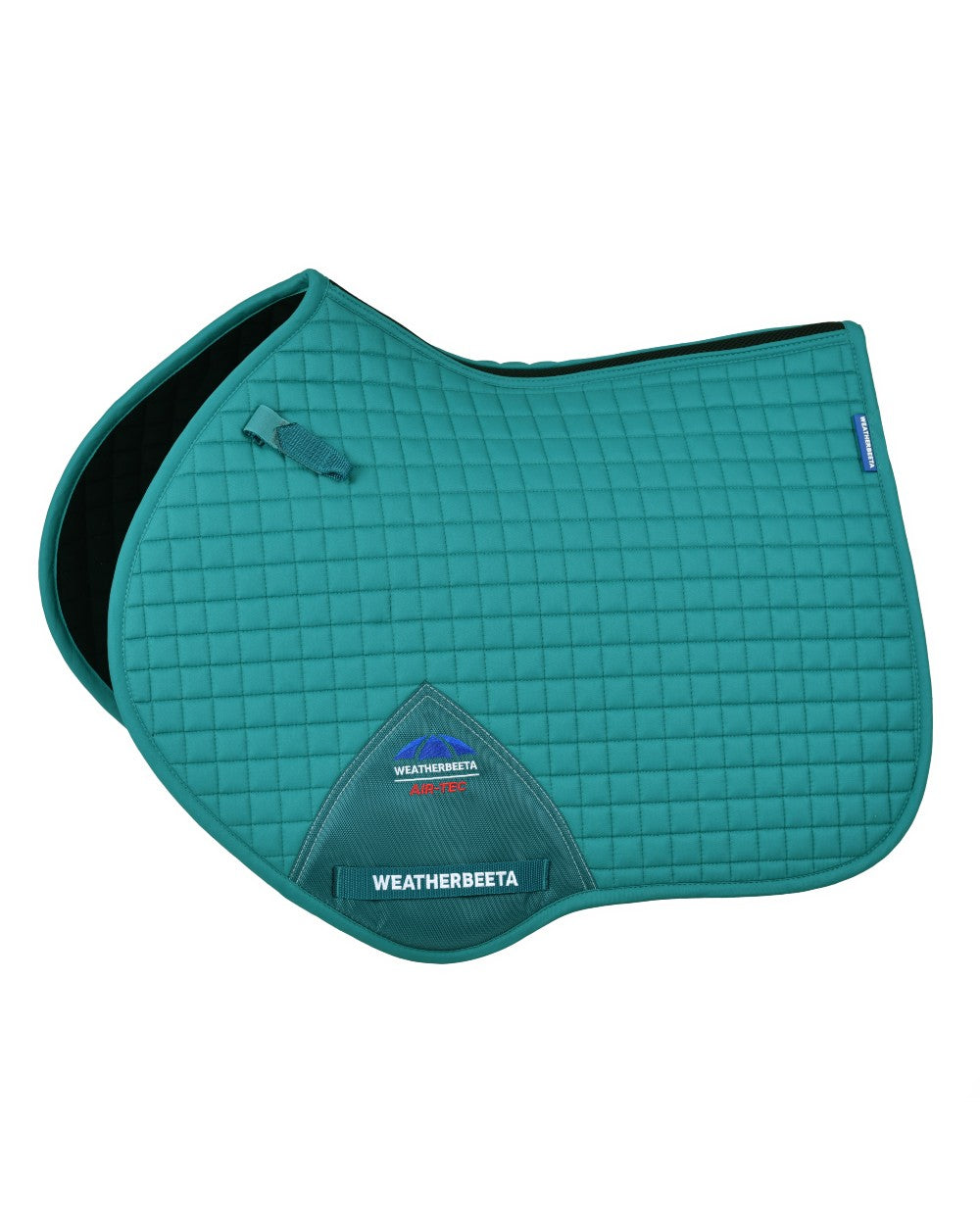 Dark Turquoise Coloured WeatherBeeta Prime Air-Tec Jump Shaped Saddle Pad on white background 
