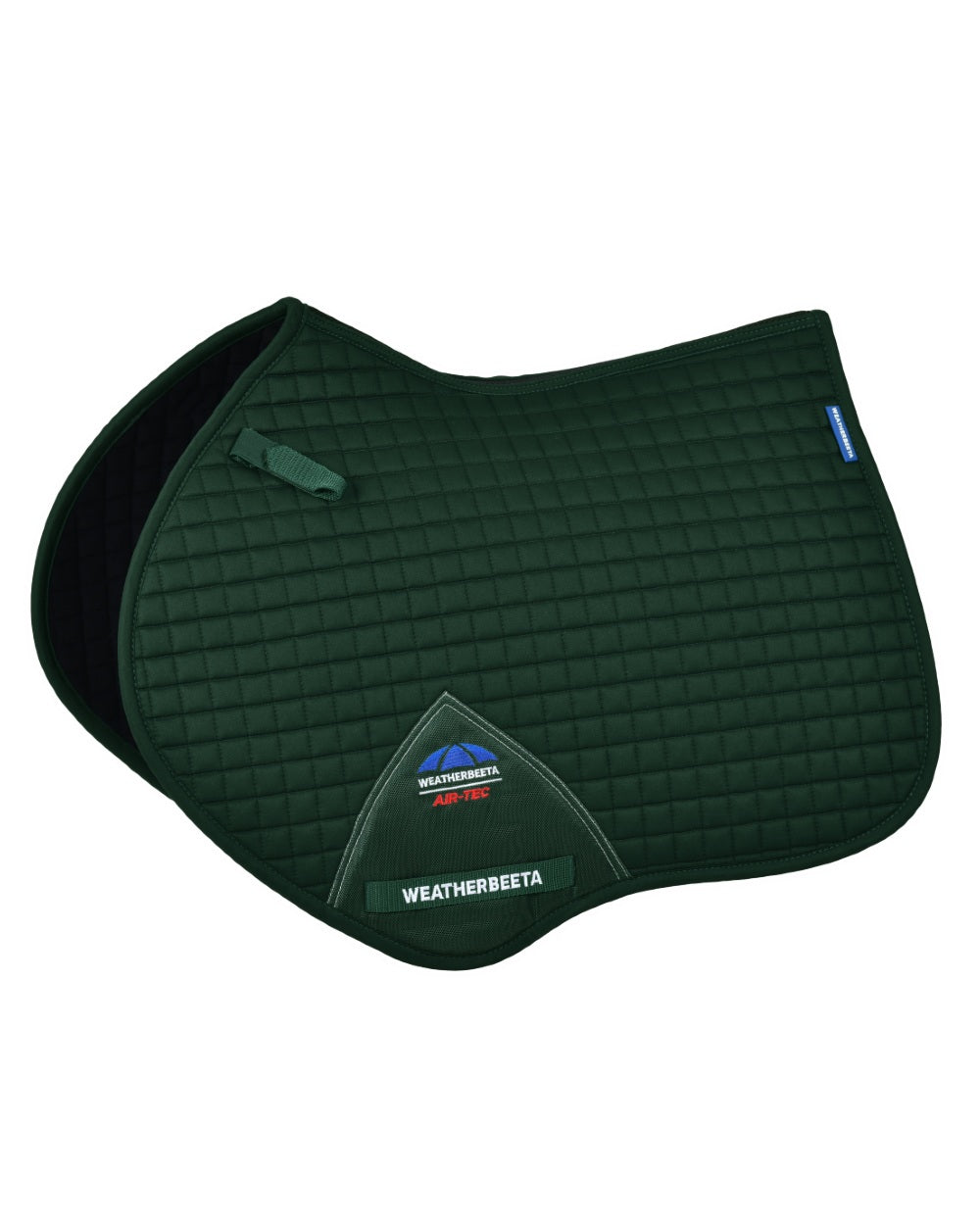 Forest Green Coloured WeatherBeeta Prime Air-Tec Jump Shaped Saddle Pad on white background 