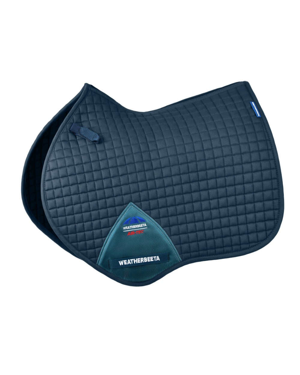 Midnight Teal Coloured WeatherBeeta Prime Air-Tec Jump Shaped Saddle Pad on white background 