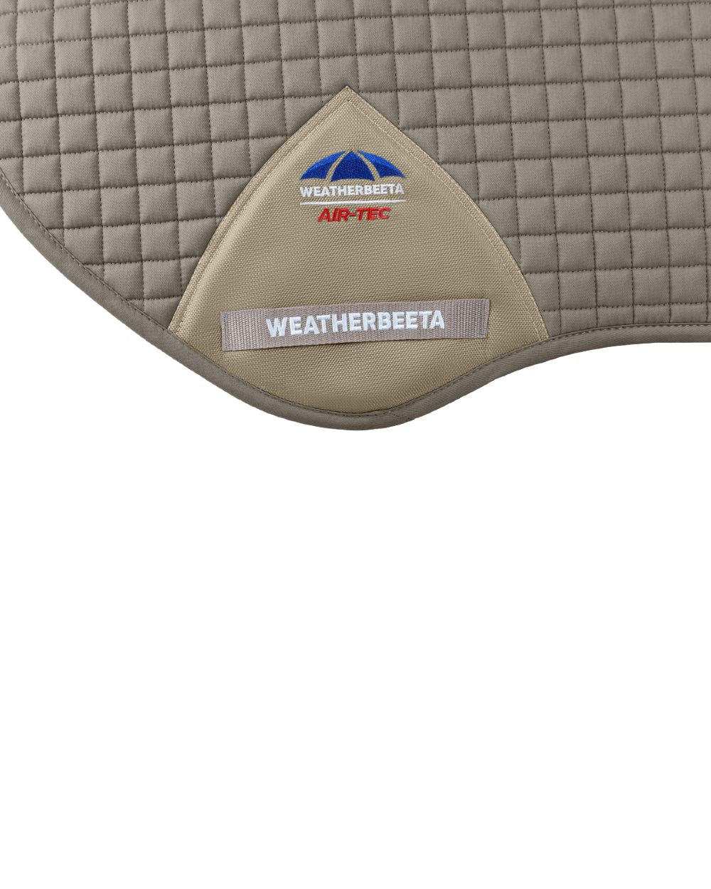 Natural Clay Coloured WeatherBeeta Prime Air-Tec Jump Shaped Saddle Pad on white background 