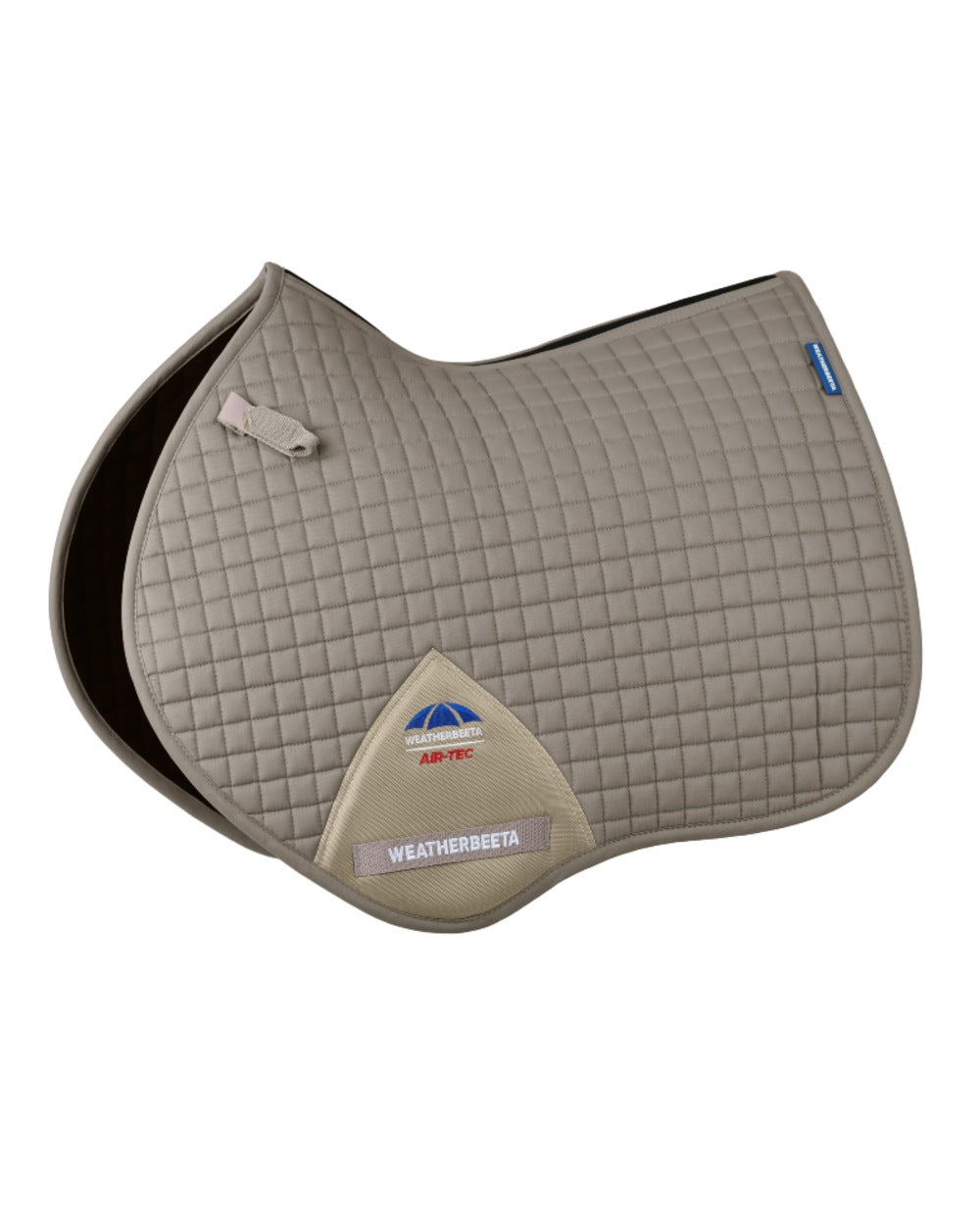 Natural Clay Coloured WeatherBeeta Prime Air-Tec Jump Shaped Saddle Pad on white background 