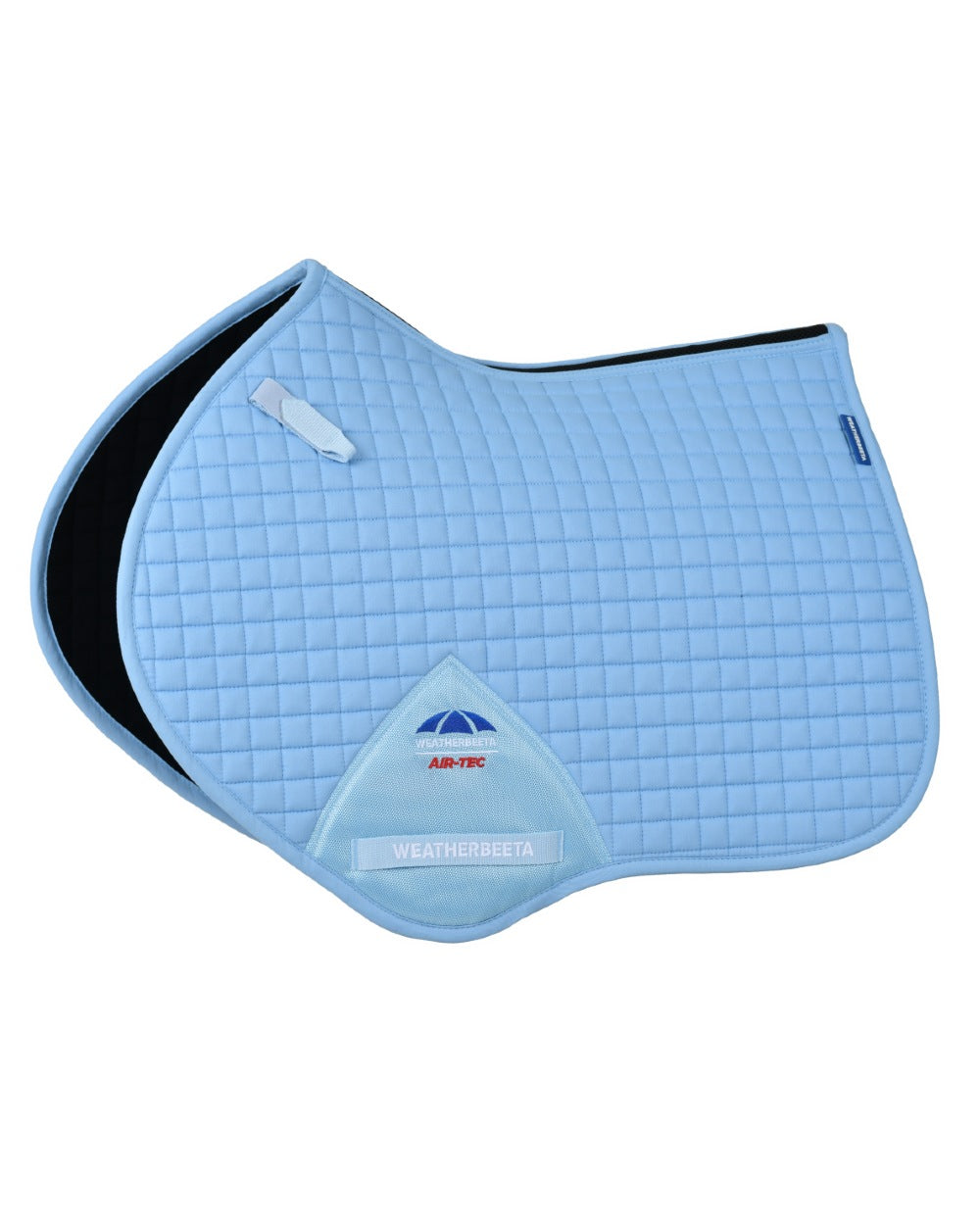 Sky Blue Coloured WeatherBeeta Prime Air-Tec Jump Shaped Saddle Pad on white background 