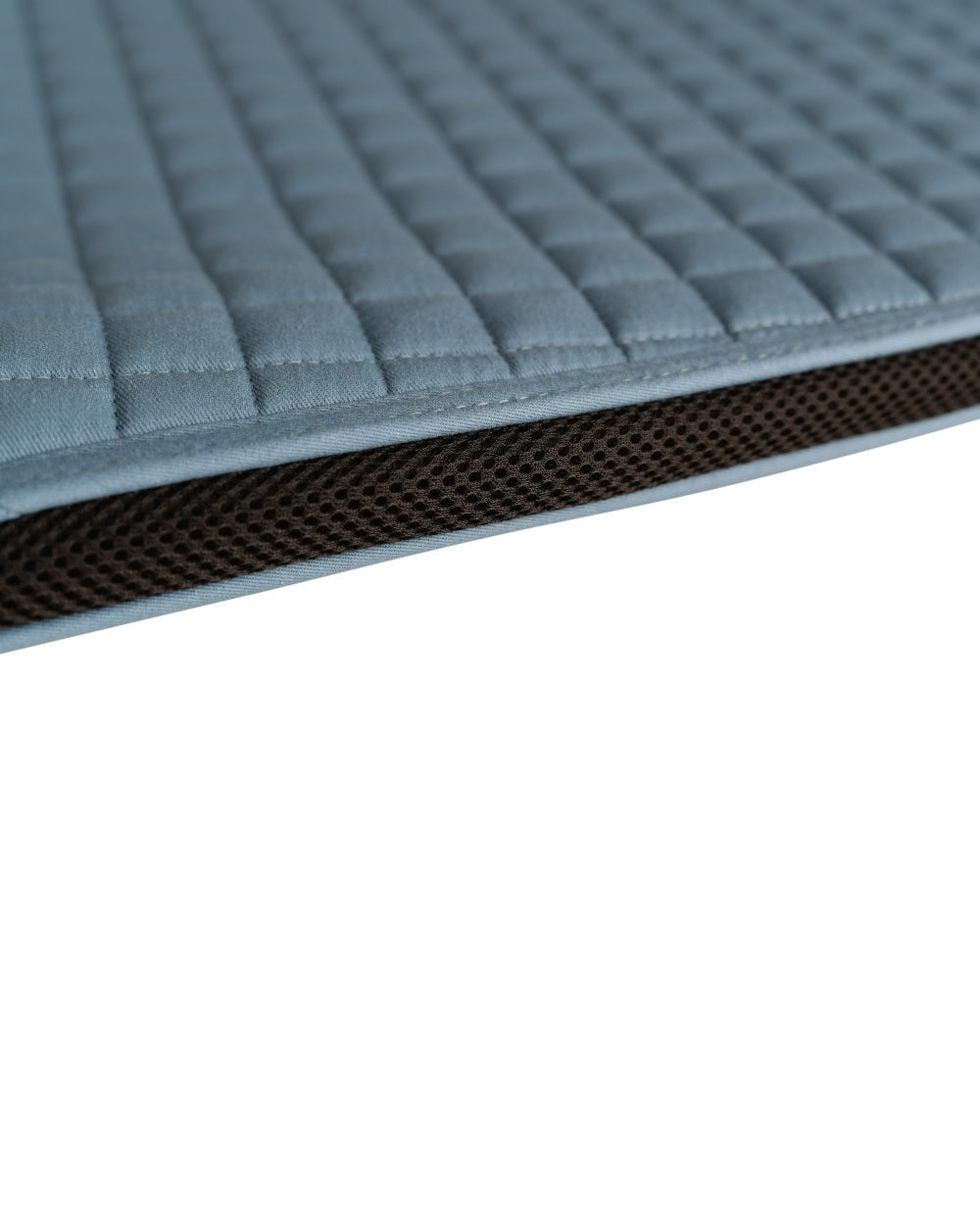 Washed Denim Coloured WeatherBeeta Prime Air-Tec Jump Shaped Saddle Pad on white background 