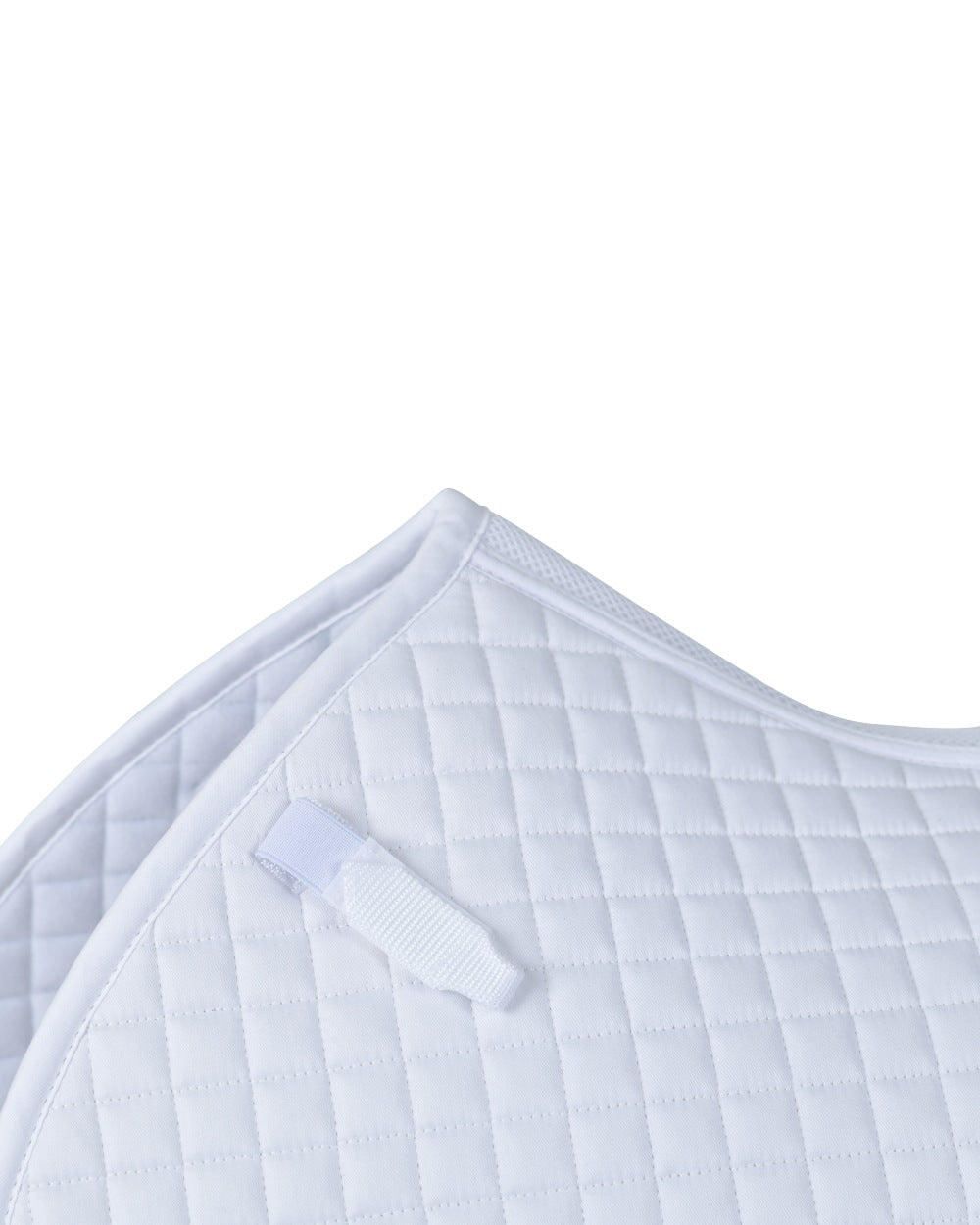 White Coloured WeatherBeeta Prime Air-Tec Jump Shaped Saddle Pad on white background 
