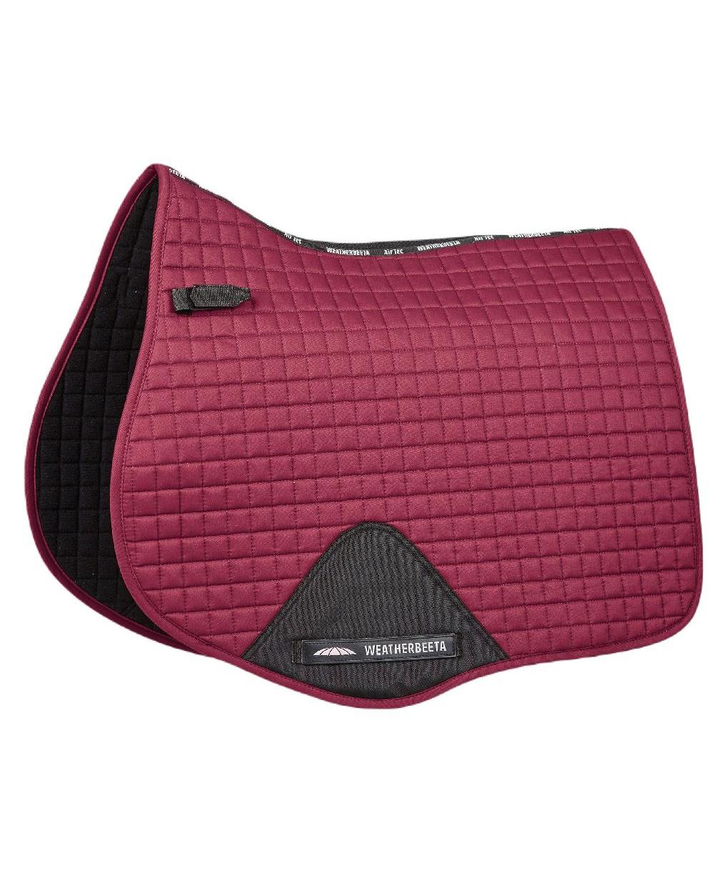 Maroon coloured WeatherBeeta Prime All Purpose Saddle Pad on white background 