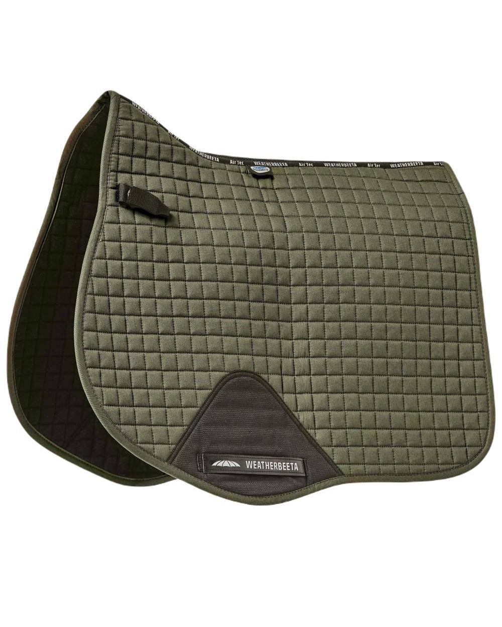 Olive coloured WeatherBeeta Prime All Purpose Saddle Pad on white background 