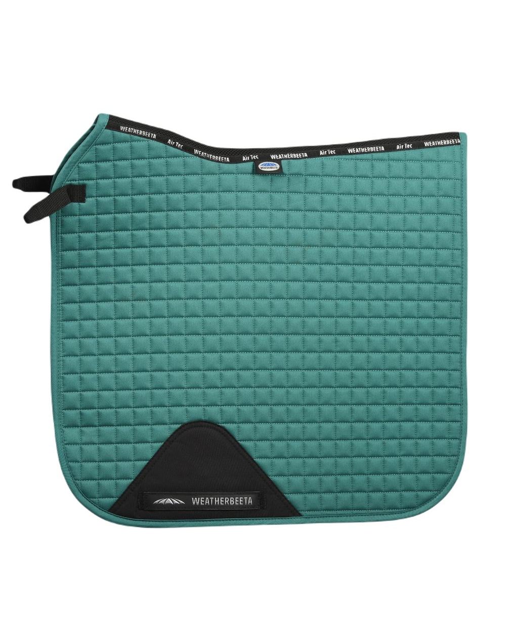 Green coloured WeatherBeeta Prime Dressage Saddle Pad on white background 