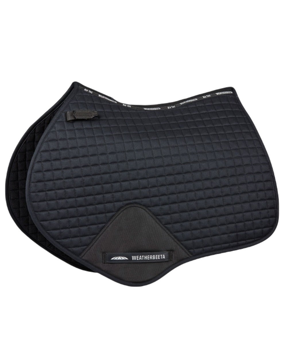 Black coloured WeatherBeeta Prime Jump Shaped Saddle Pad on white background 