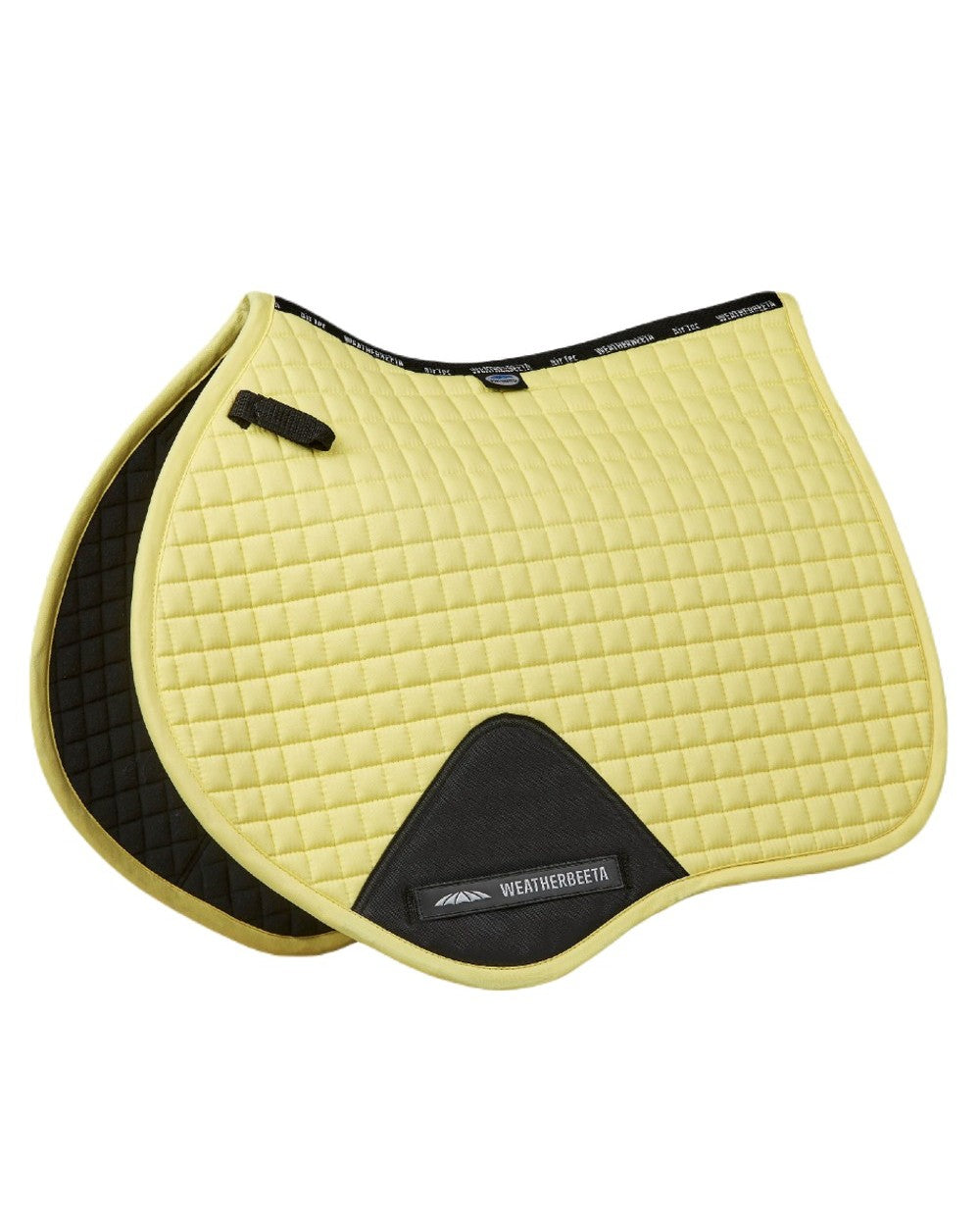 Butter coloured WeatherBeeta Prime Jump Shaped Saddle Pad on white background 