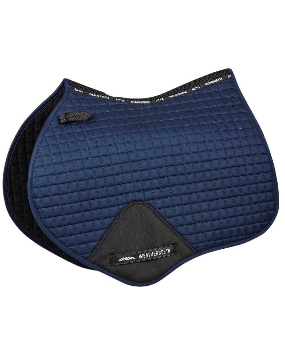 Navy coloured WeatherBeeta Prime Jump Shaped Saddle Pad on white background 