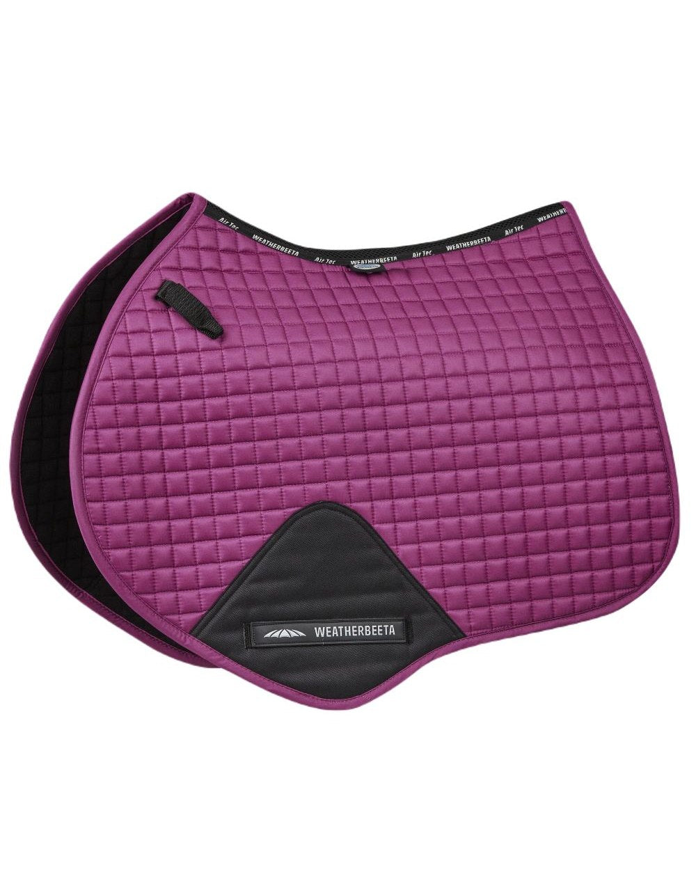 Red Violet coloured WeatherBeeta Prime Jump Shaped Saddle Pad on white background 