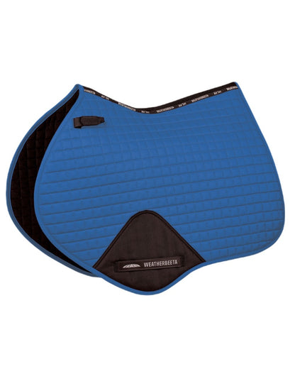 Royal Blue coloured WeatherBeeta Prime Jump Shaped Saddle Pad on white background 