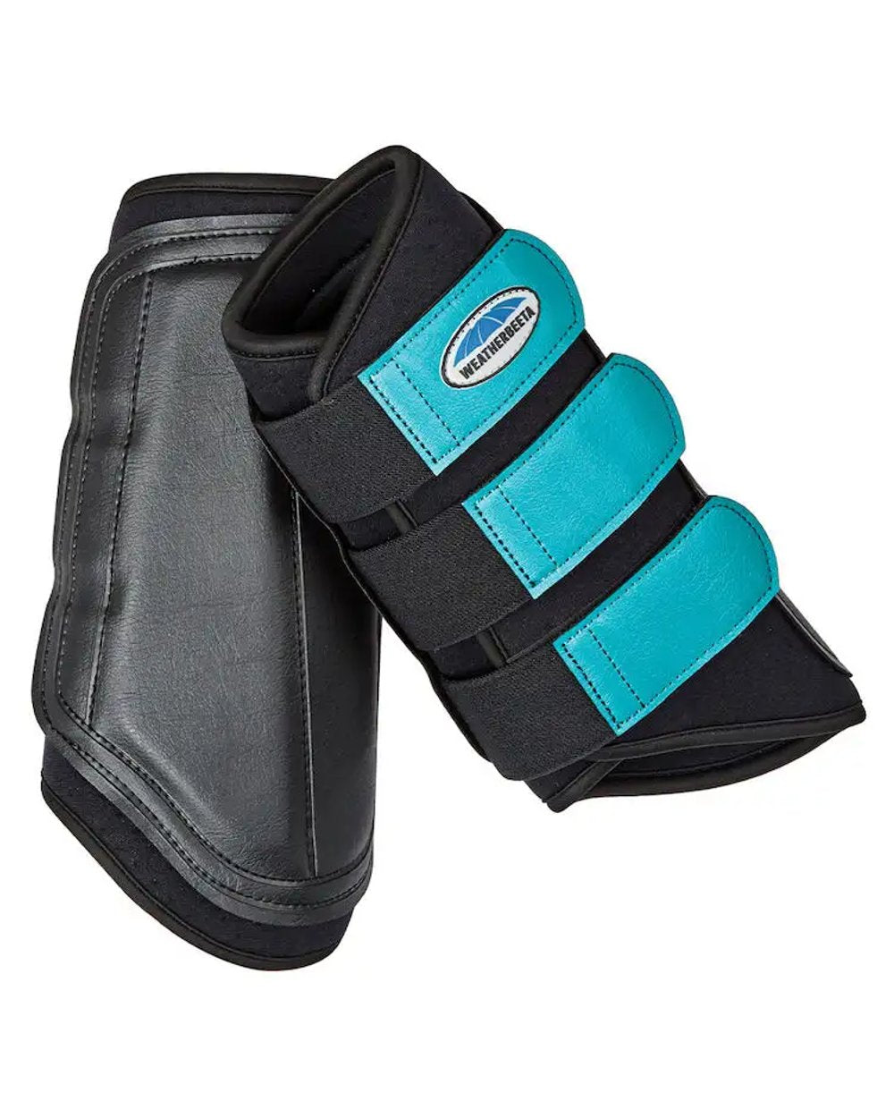 Black Turquoise coloured WeatherBeeta Single Lock Brushing Boots on white background 