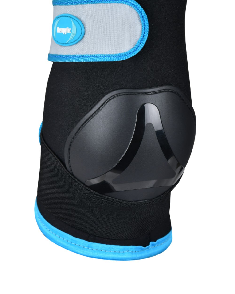 Black Blue Coloured WeatherBeeta Therapy-Tec Stable Boot Wraps on white background 
