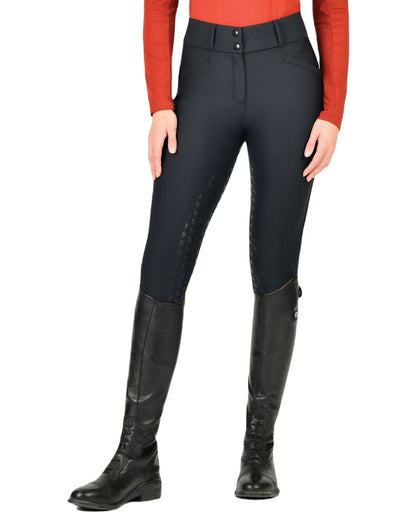 Black coloured WeatherBeeta Thermal Waterproof Breeches on white background 