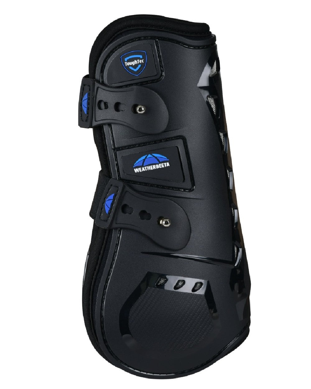 Black Coloured WeatherBeeta Tough-Tec Essential Open Front Boots on white background 