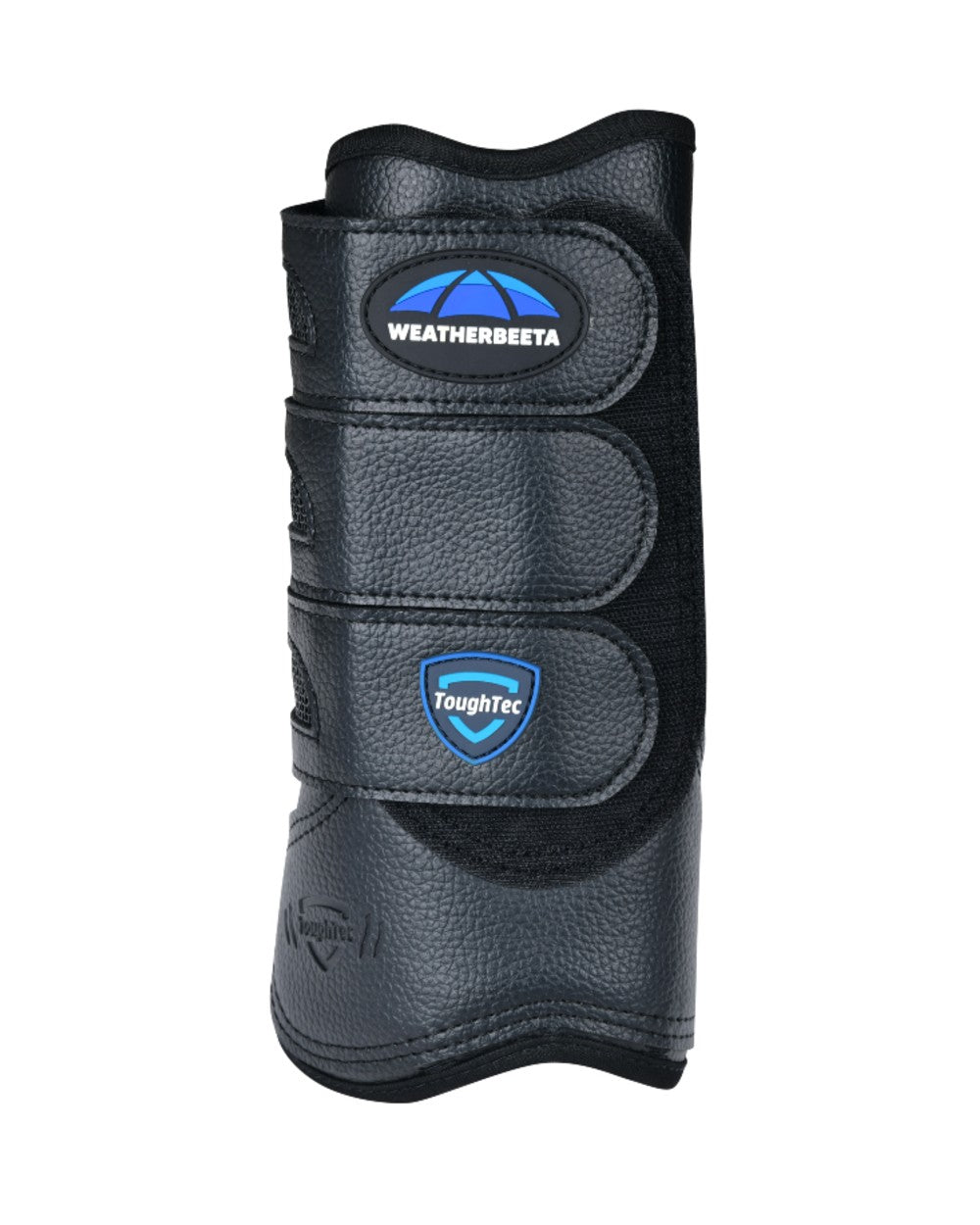Black Coloured WeatherBeeta Tough-Tec Eventing Front Boots on white background 