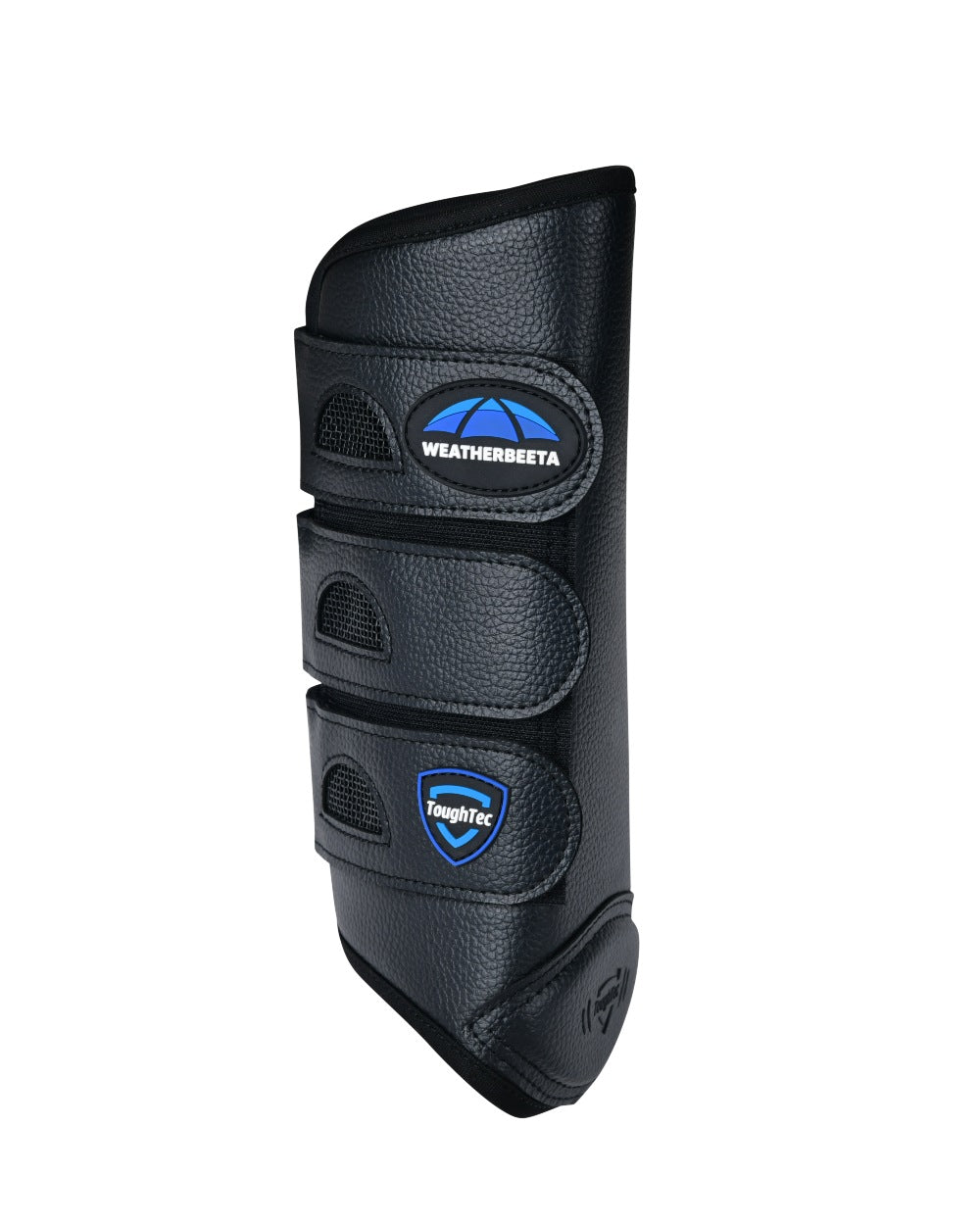 Black Coloured WeatherBeeta Tough-Tec Eventing Hind Boots on white background 