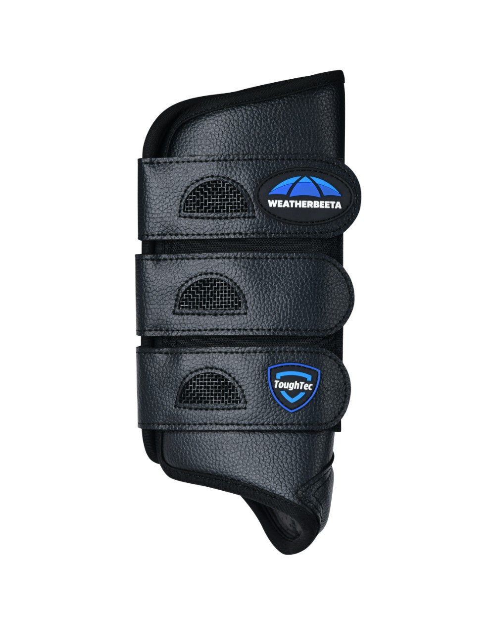 Black Coloured WeatherBeeta Tough-Tec Eventing Hind Boots on white background 