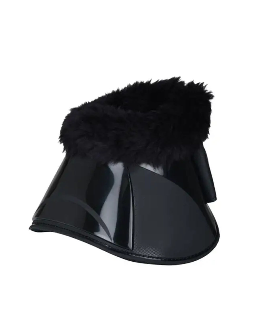 Black Coloured WeatherBeeta Tough-Tec Impact Fleece Trim Bell Boots on white background 