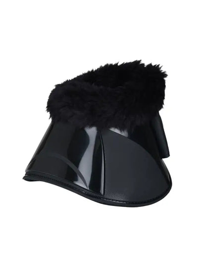 Black Coloured WeatherBeeta Tough-Tec Impact Fleece Trim Bell Boots on white background 