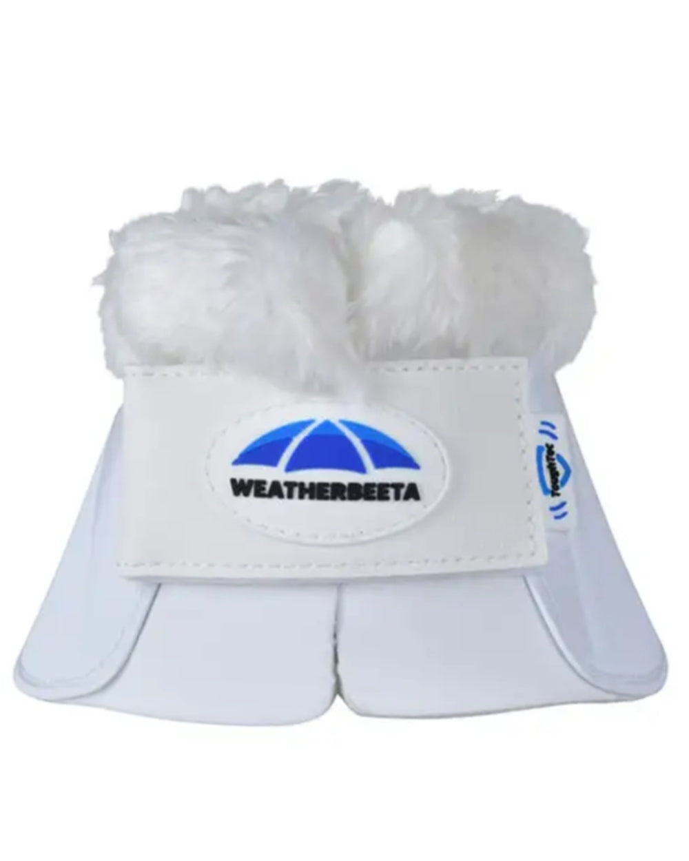 White Coloured WeatherBeeta Tough-Tec Impact Fleece Trim Bell Boots on white background 