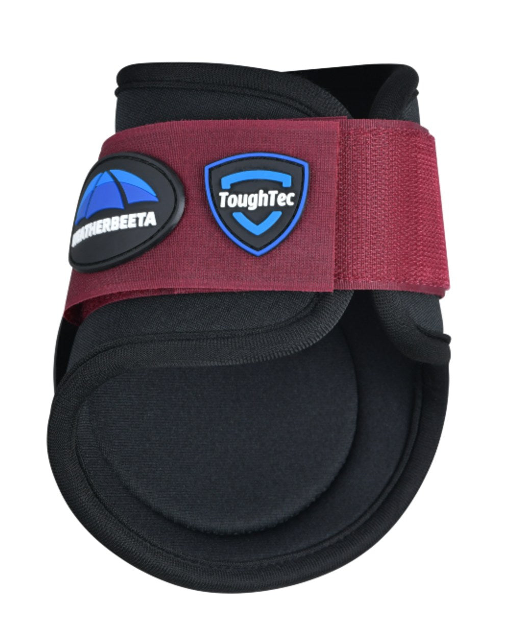 Black Burgundy Coloured WeatherBeeta Tough-Tec Prime Fetlock Boots on white background 