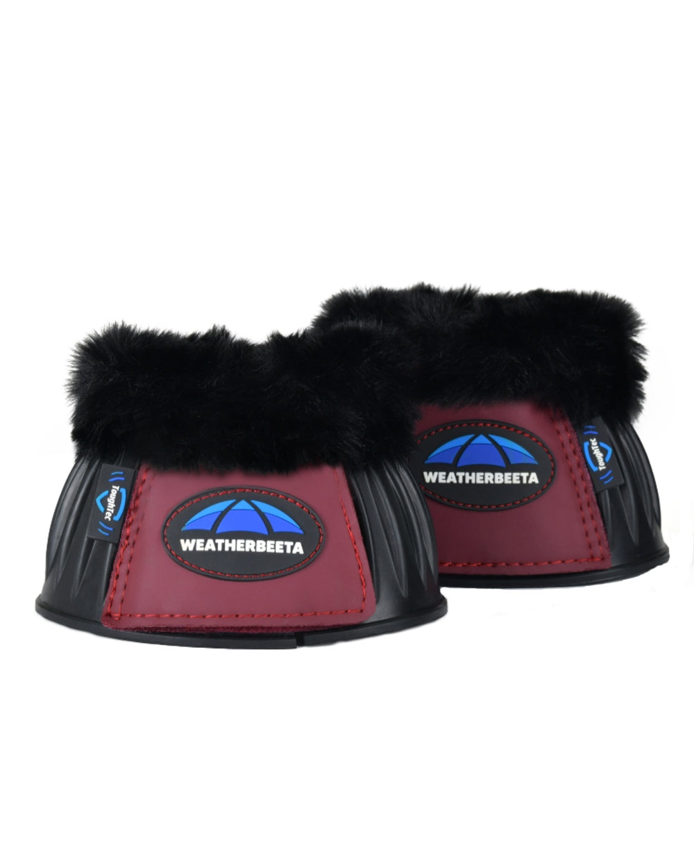 Black Burgundy Coloured WeatherBeeta Tough-Tec Prime Fleece Trim Rubber Bell Boots on white background 