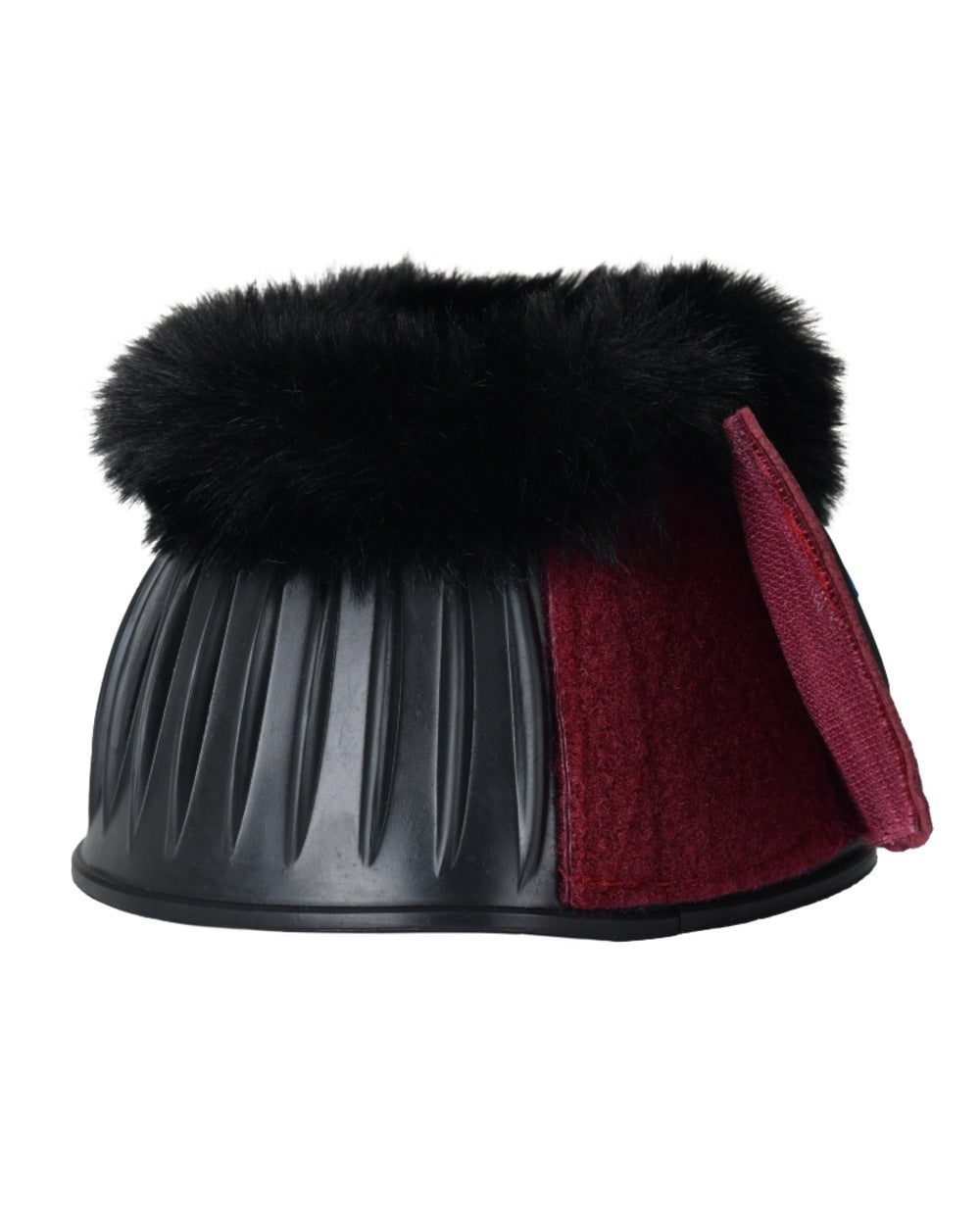 Black Burgundy Coloured WeatherBeeta Tough-Tec Prime Fleece Trim Rubber Bell Boots on white background 