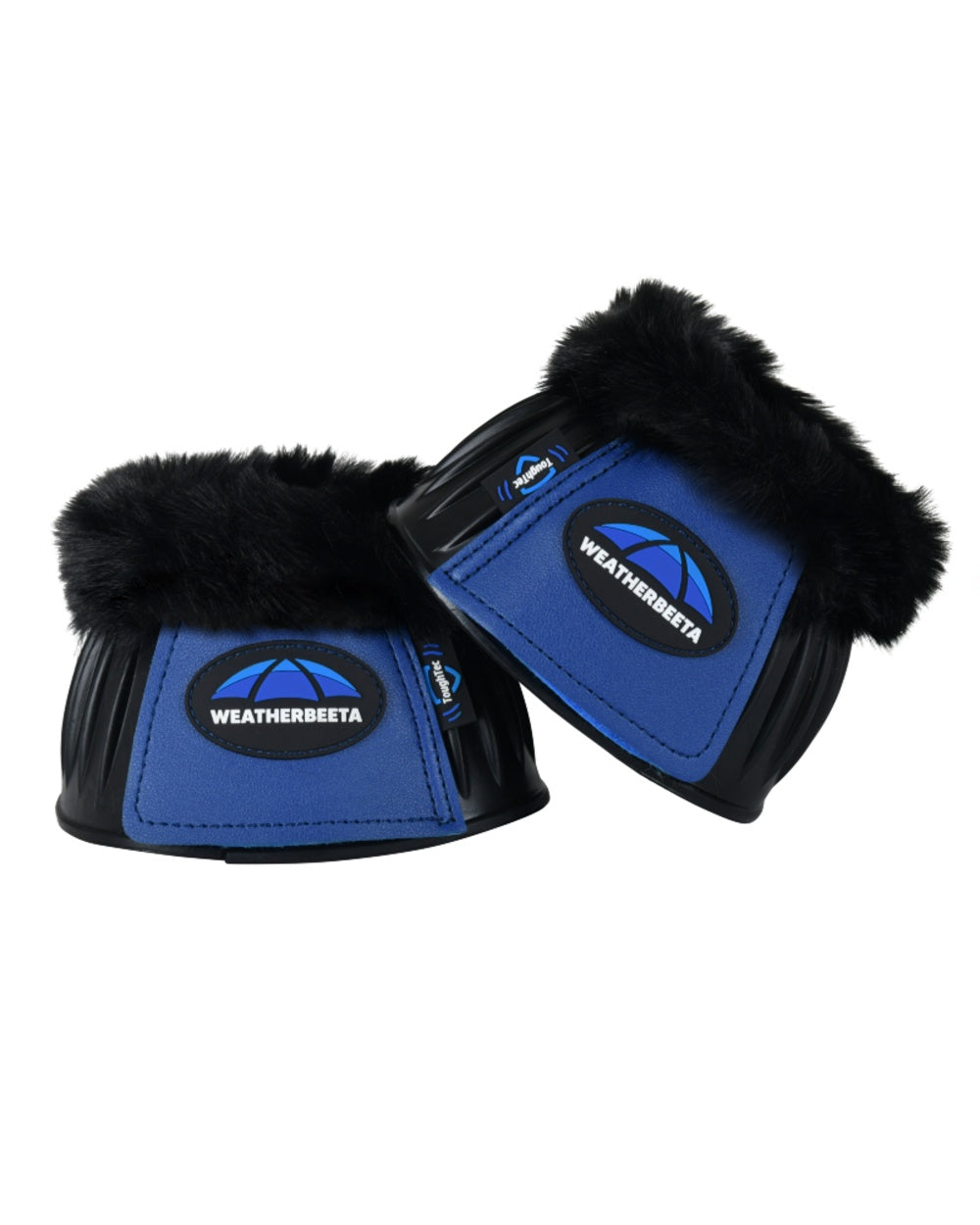 Black Cobalt Coloured WeatherBeeta Tough-Tec Prime Fleece Trim Rubber Bell Boots on white background 