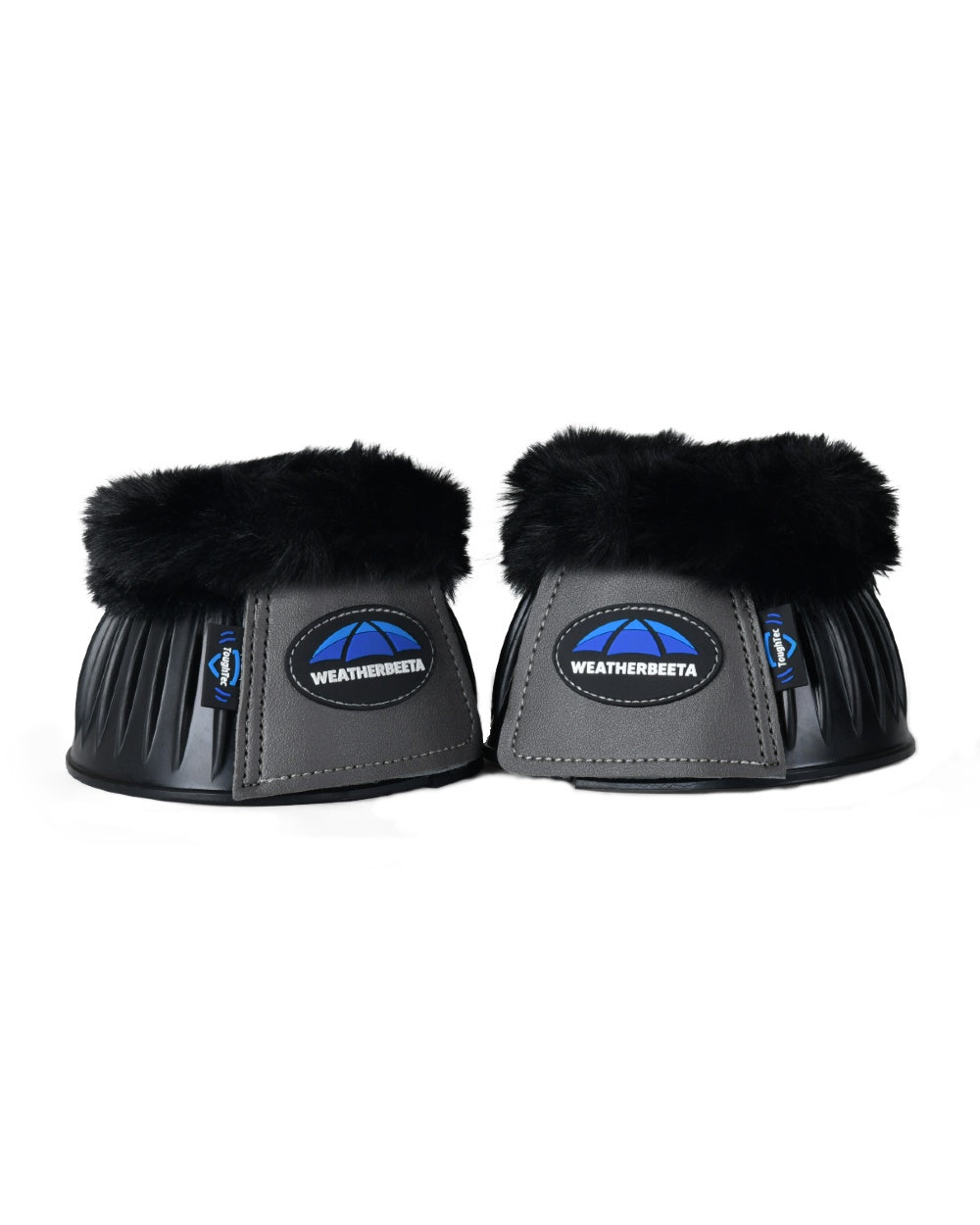Black Grey Coloured WeatherBeeta Tough-Tec Prime Fleece Trim Rubber Bell Boots on white background 