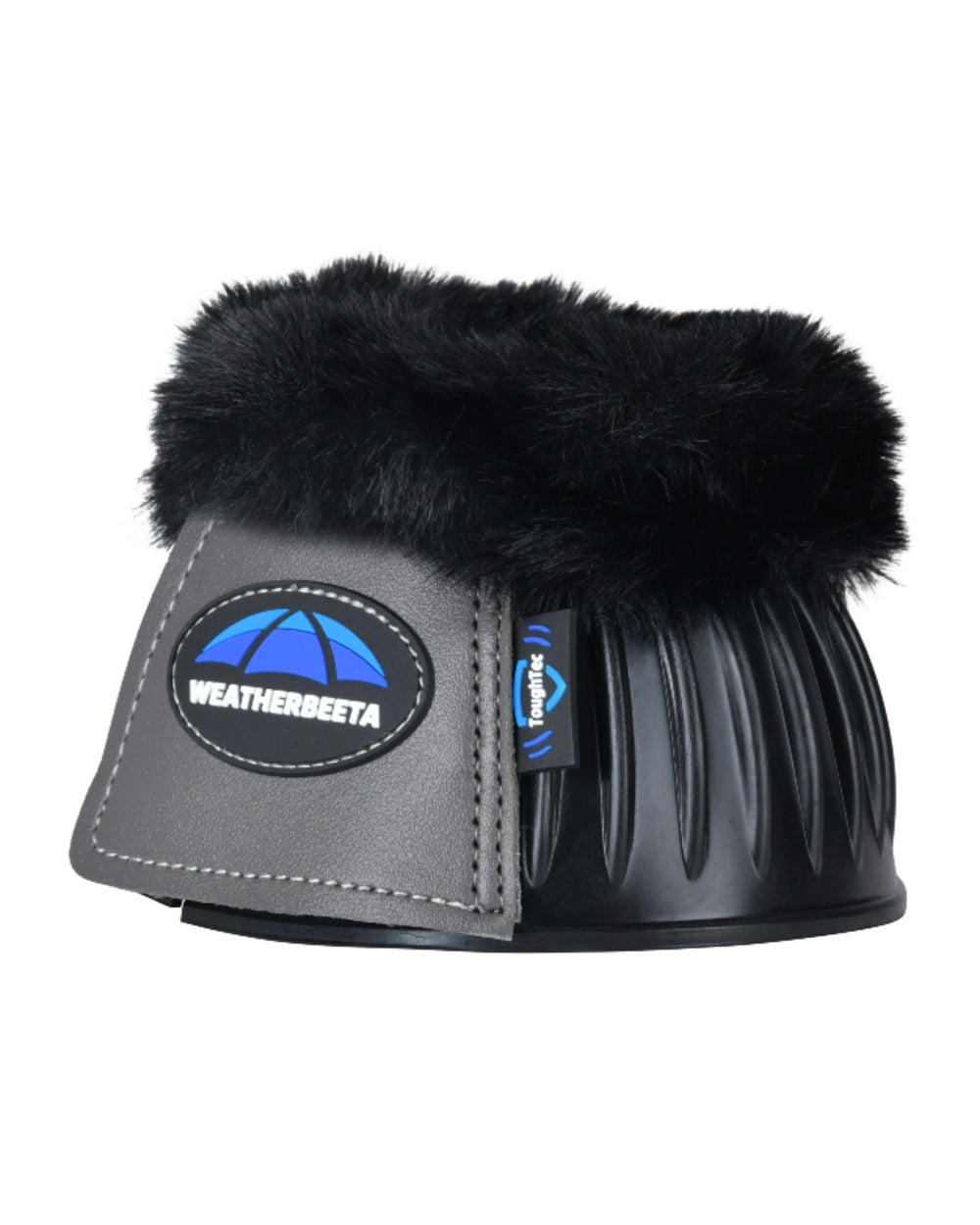 Black Grey Coloured WeatherBeeta Tough-Tec Prime Fleece Trim Rubber Bell Boots on white background 