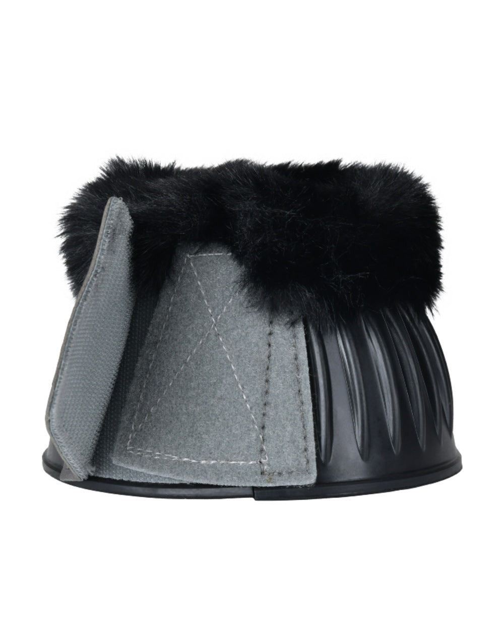 Black Grey Coloured WeatherBeeta Tough-Tec Prime Fleece Trim Rubber Bell Boots on white background 