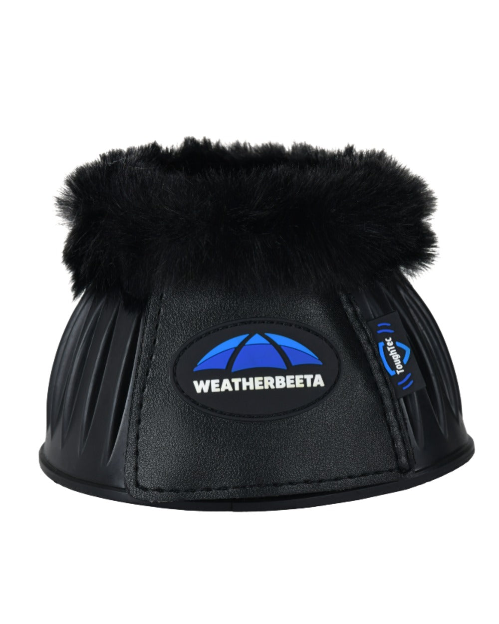 Black Coloured WeatherBeeta Tough-Tec Prime Fleece Trim Rubber Bell Boots on white background 