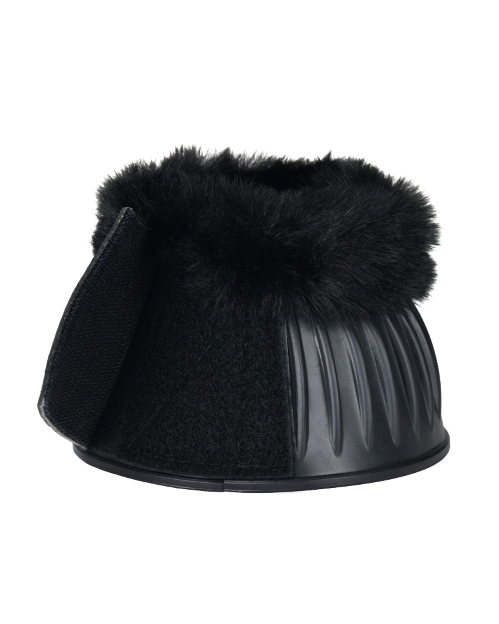 Black Coloured WeatherBeeta Tough-Tec Prime Fleece Trim Rubber Bell Boots on white background 
