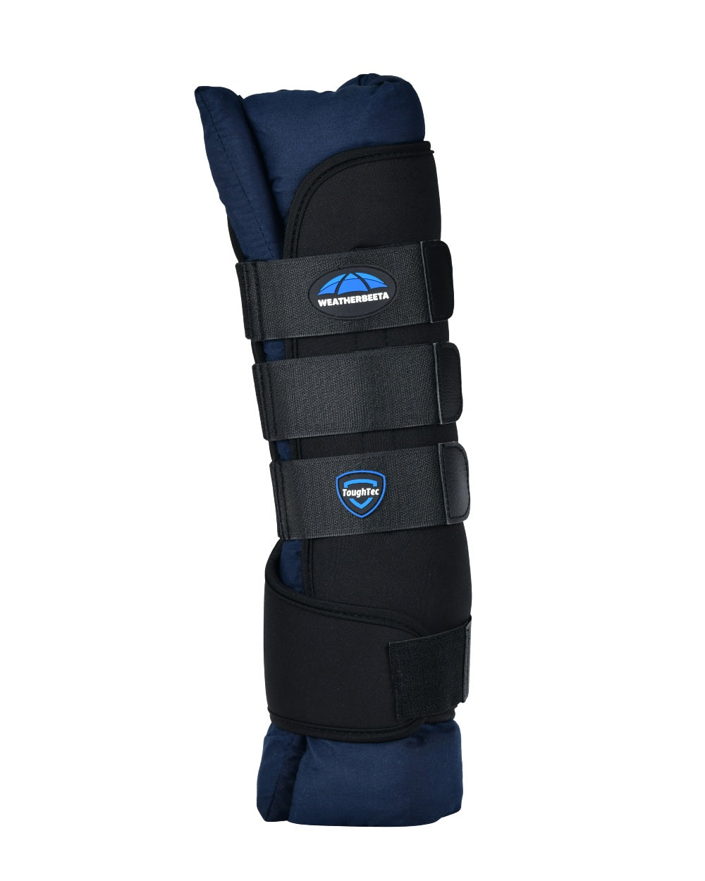 Black Navy Coloured WeatherBeeta Tough-Tec Stable Boot Wraps on white background 
