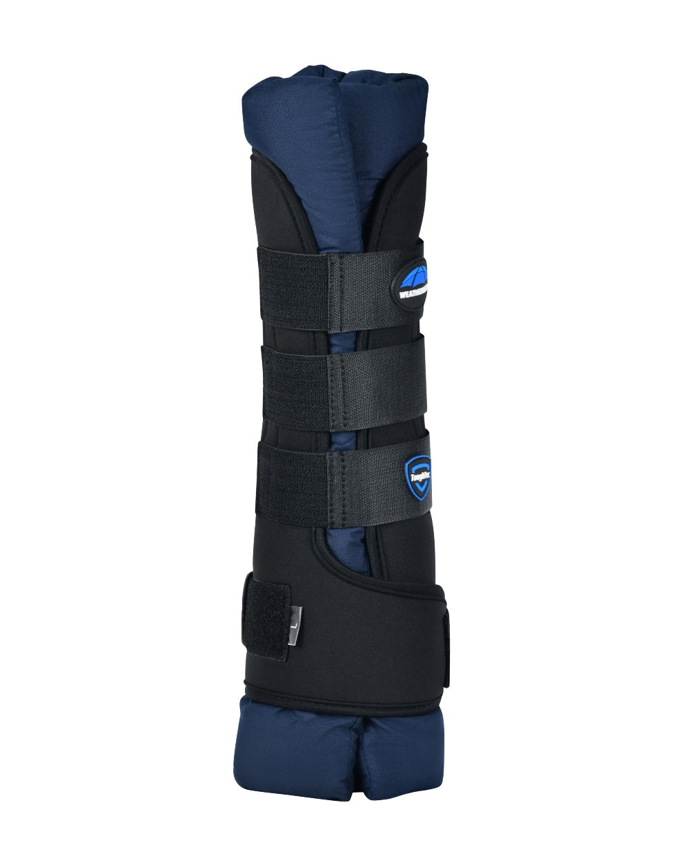 Black Navy Coloured WeatherBeeta Tough-Tec Stable Boot Wraps on white background 