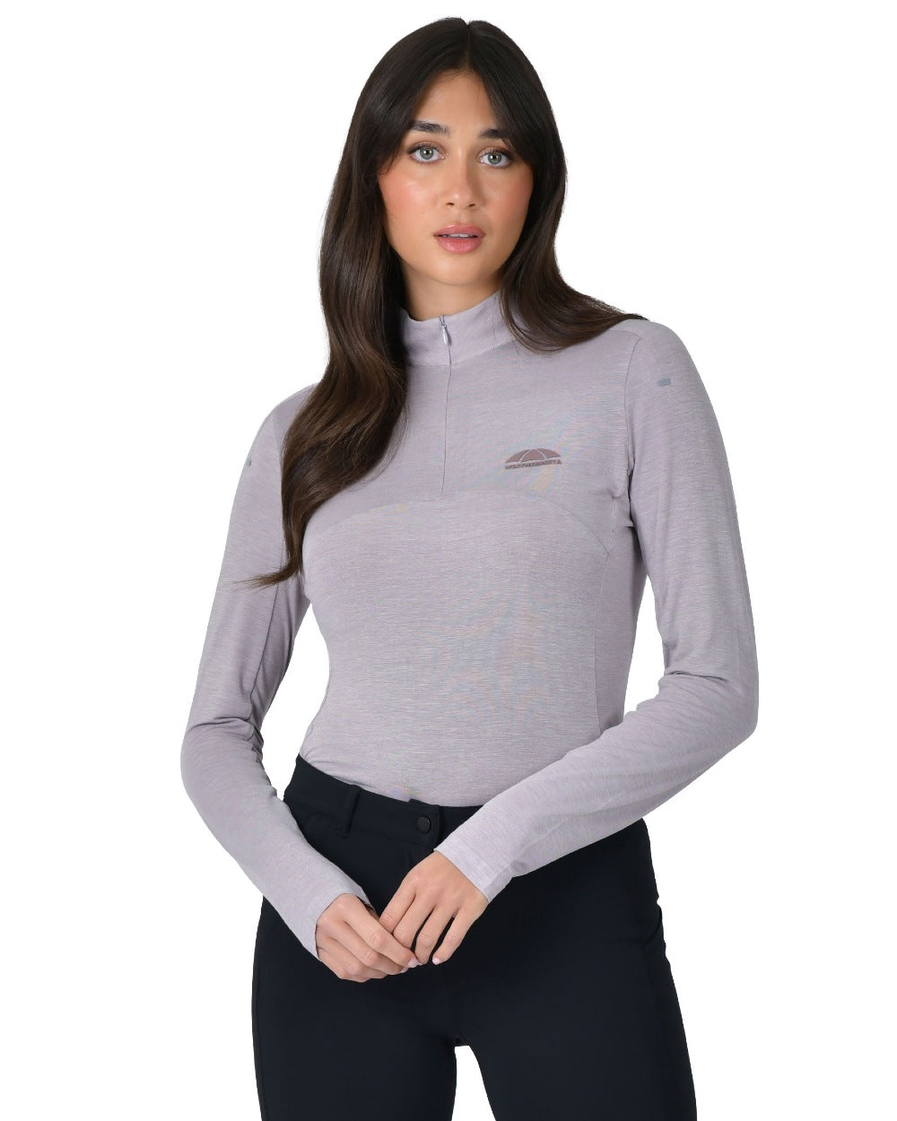 Mauve Wine coloured WeatherBeeta Womens 37.5 Lightweight Performance Long Sleeve Quarter Zip Top on white background 