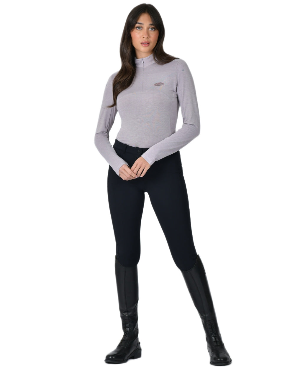 Mauve Wine coloured WeatherBeeta Womens 37.5 Lightweight Performance Long Sleeve Quarter Zip Top on white background 