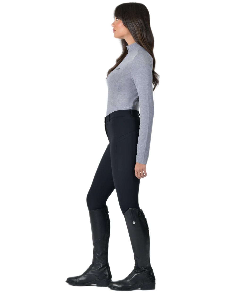 Navy coloured WeatherBeeta Womens 37.5 Lightweight Performance Long Sleeve Quarter Zip Top on white background 