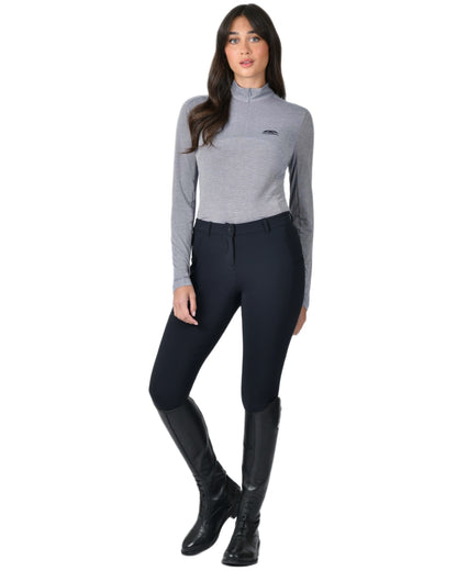 Navy coloured WeatherBeeta Womens 37.5 Lightweight Performance Long Sleeve Quarter Zip Top on white background 
