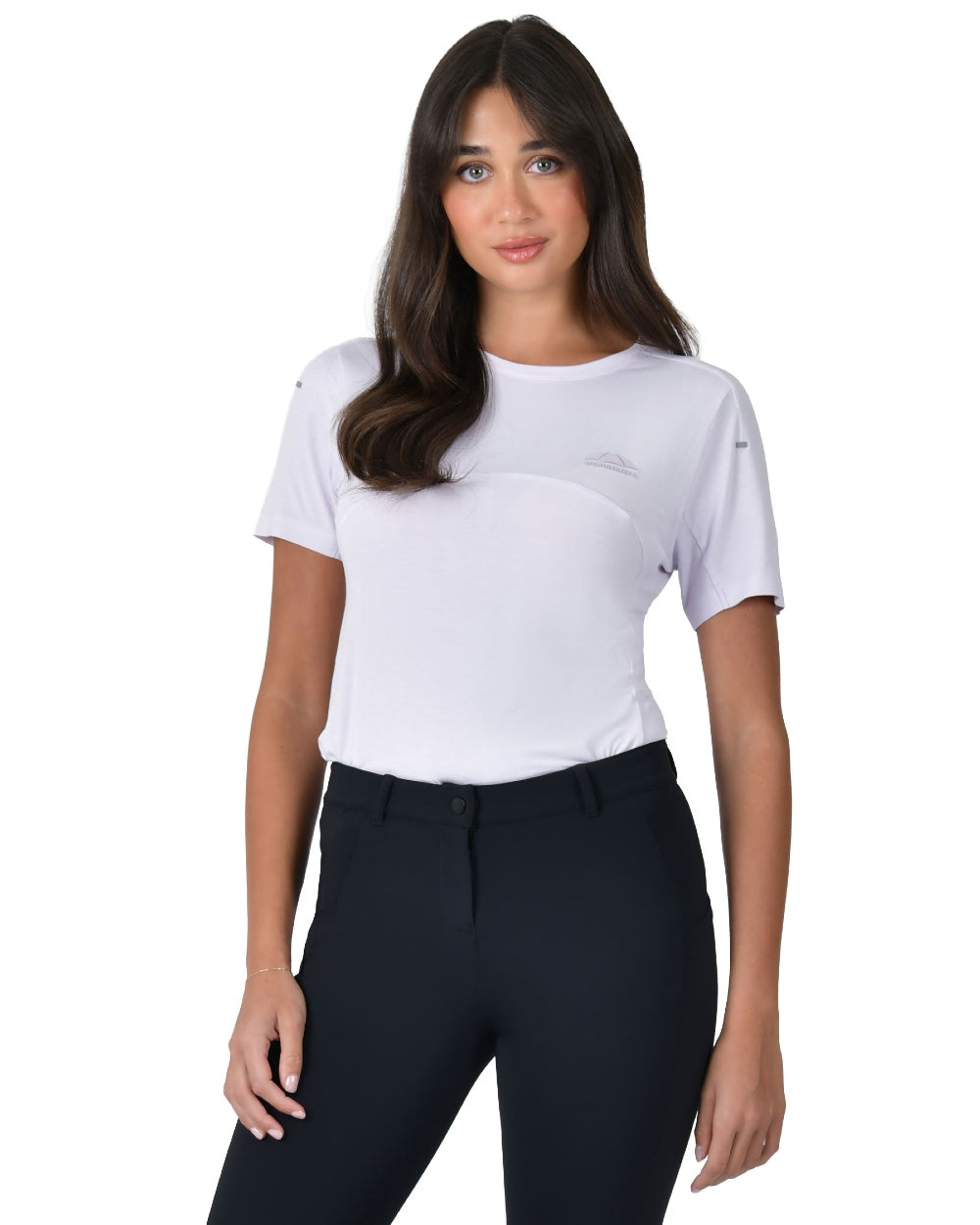 Lavender Mist coloured WeatherBeeta Womens 37.5 Lightweight Performance Short Sleeve Top on white background 