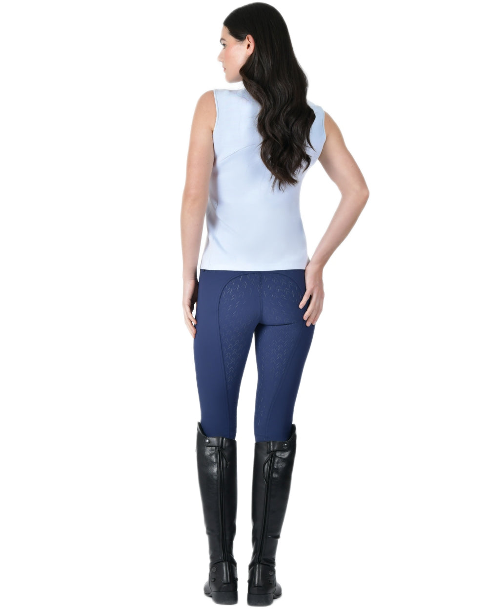 Mist Blue coloured WeatherBeeta Womens 37.5 Sleeveless Performance Polo T-Shirt on white background 