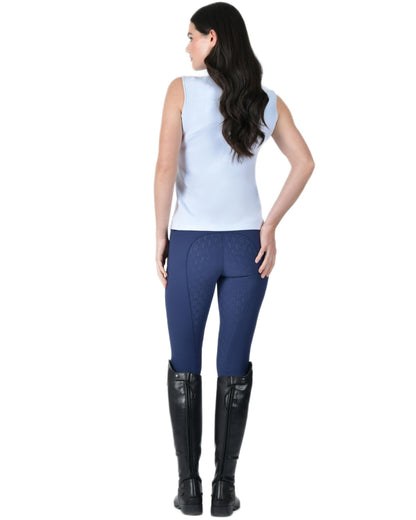 Mist Blue coloured WeatherBeeta Womens 37.5 Sleeveless Performance Polo T-Shirt on white background 