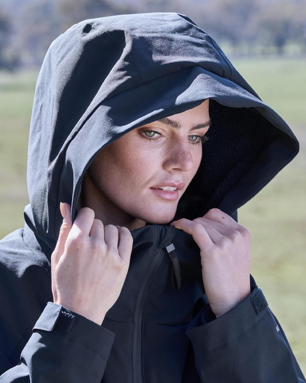 Navy Coloured WeatherBeeta Womens All Weather Field Jacket on outdoor background 