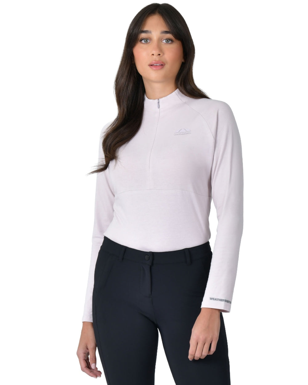 Lavender Mist coloured WeatherBeeta Womens Bamboo Long Sleeve Performance Base Layer on white background 