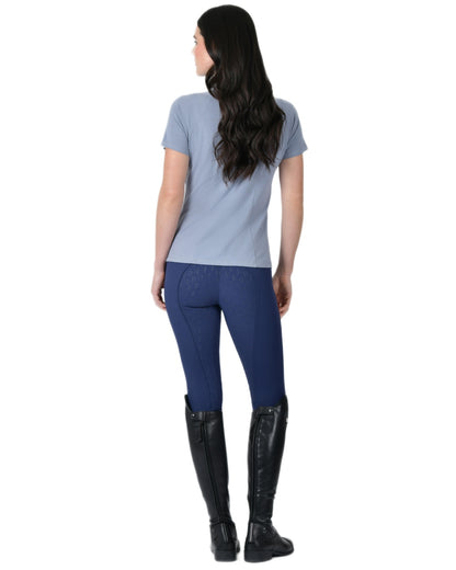 Bluestone coloured WeatherBeeta Womens Bamboo Short Sleeve Performance Base Layer on white background 